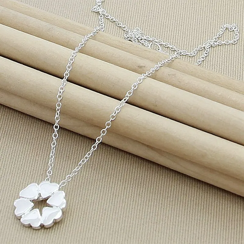 

925 Sterling Silver Heart Petal Pendant Necklace For Women necklaces Fashion Party Birthday Engagement Wedding Jewelry