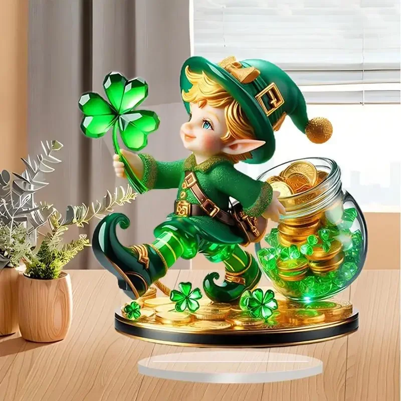 

Leprechaun Table Decor 2D Flat Decorative Leprechaun Sign 20cm Acrylic Decorative Boy Collectibles Home Decoration for Living