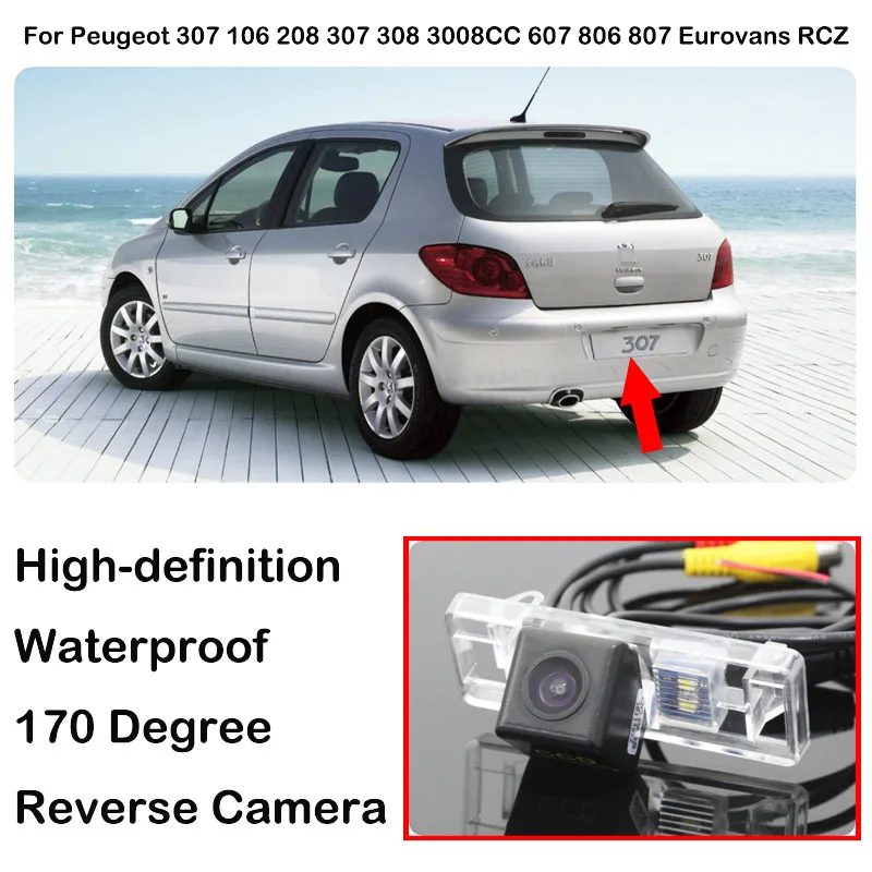 Image of FÜR Peugeot 307 3D / 5D Fließheck 106 208 307 308 3008CC 607 806 807 Eurovans RCZ Auto Back up Reverse parkplatz Rückansicht Kamera