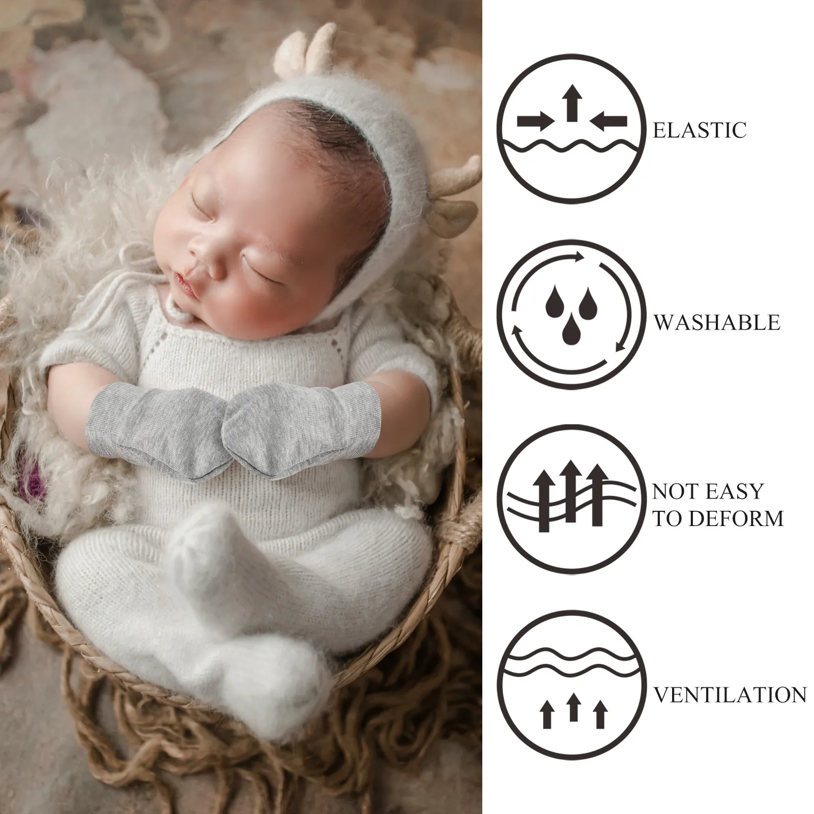 Supple Baby Mittens Cotton Infant Anti-Scratch Gloves No Scratch Newborn Hand Protectors Comfortable Skin Friendly