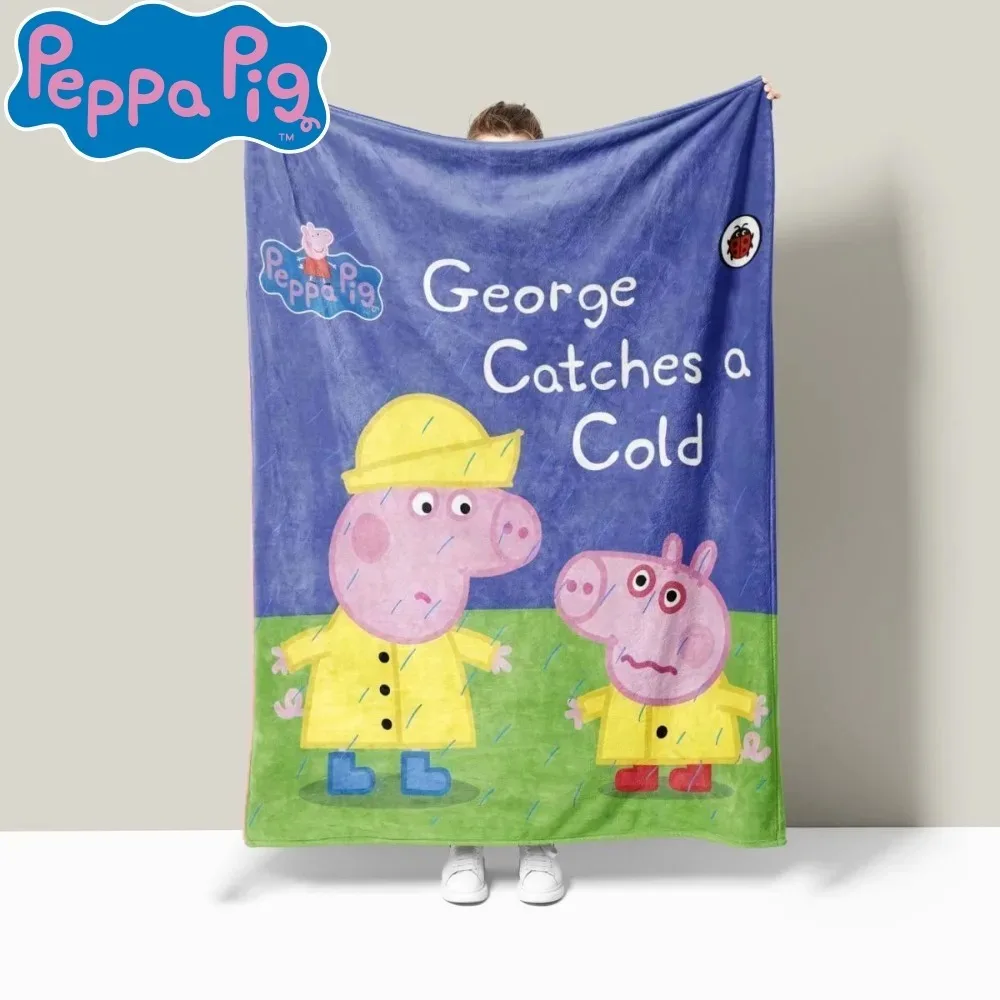 70*100 ซม.Peppa Pig เด็ก Flannel ผ้าห่มหนาขนแกะปะการังสําหรับห้องนอนหน้าแรกเตียงโซฟา Plush Nap ของขวัญวันเกิด