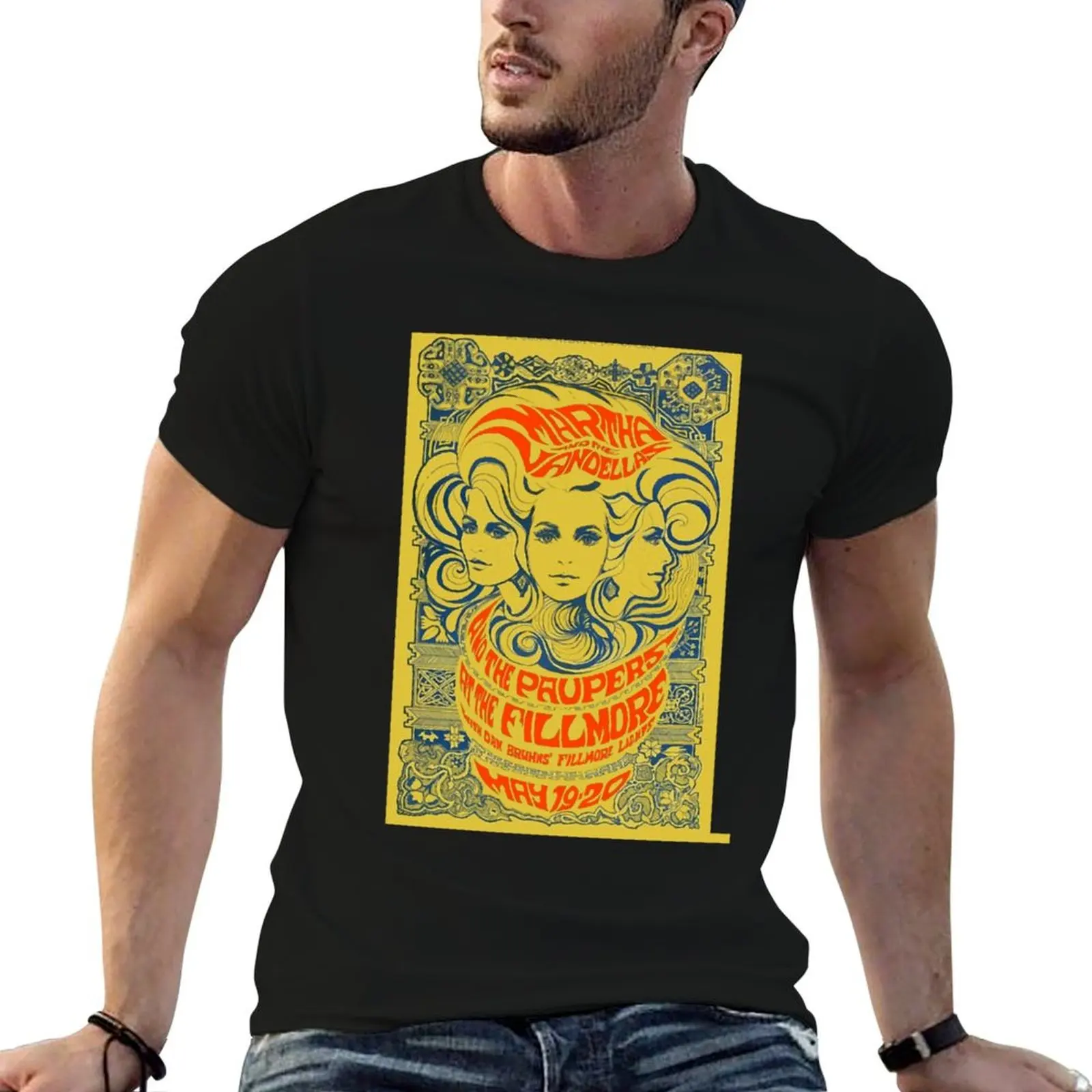 Camiseta restaurada de Martha and the Vandellas Live at the Fillmore 1969, camiseta de lujo para hombre, camisetas de algodón