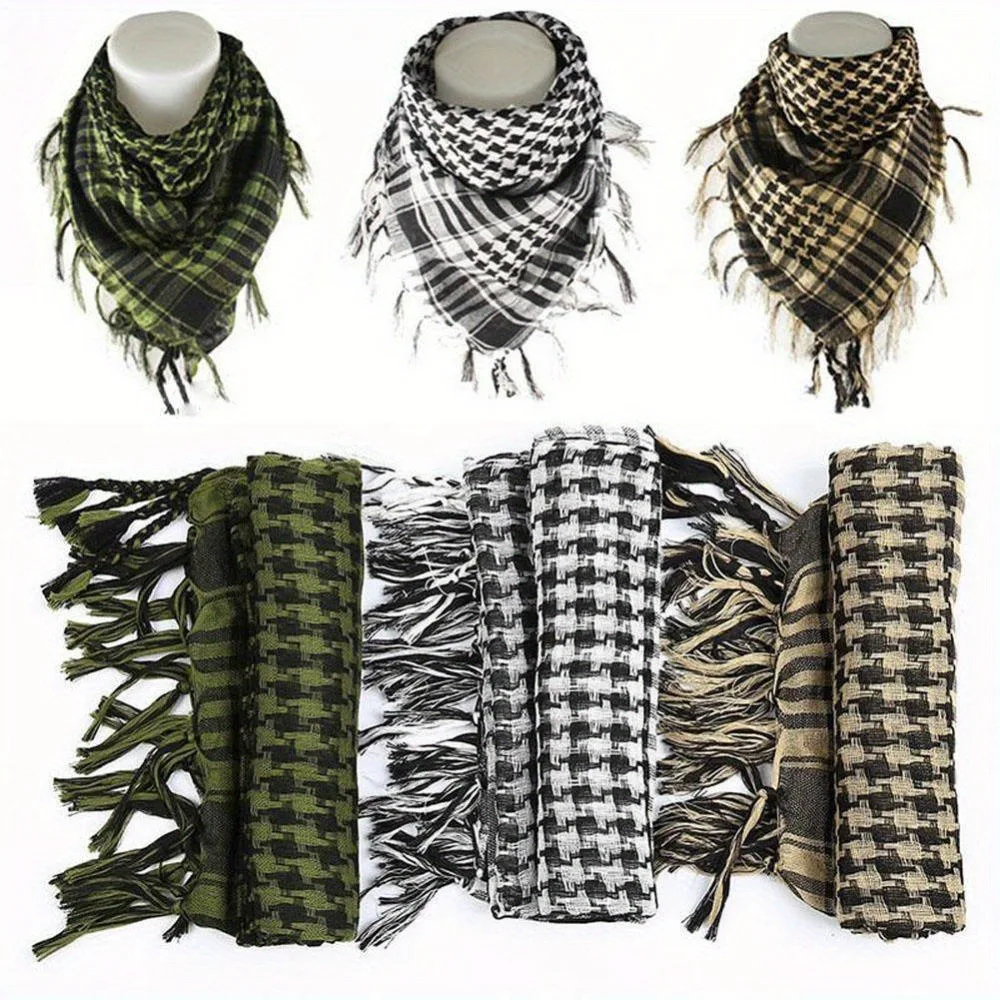 

Hot-selling Desert Tactical Scarf Regional Characteristic Headscarf Polyester Network Silk Thousand Bird Grid Jacquard
