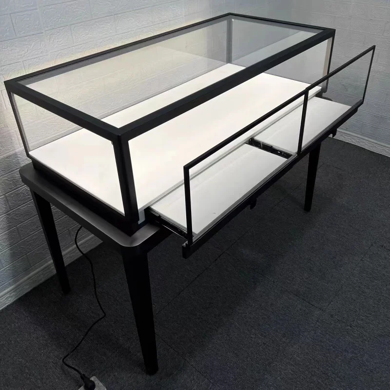 

2025customized. tempered glass jewelry store showcase LED lighting jewelry display counter fixtures jewelry shop furniture