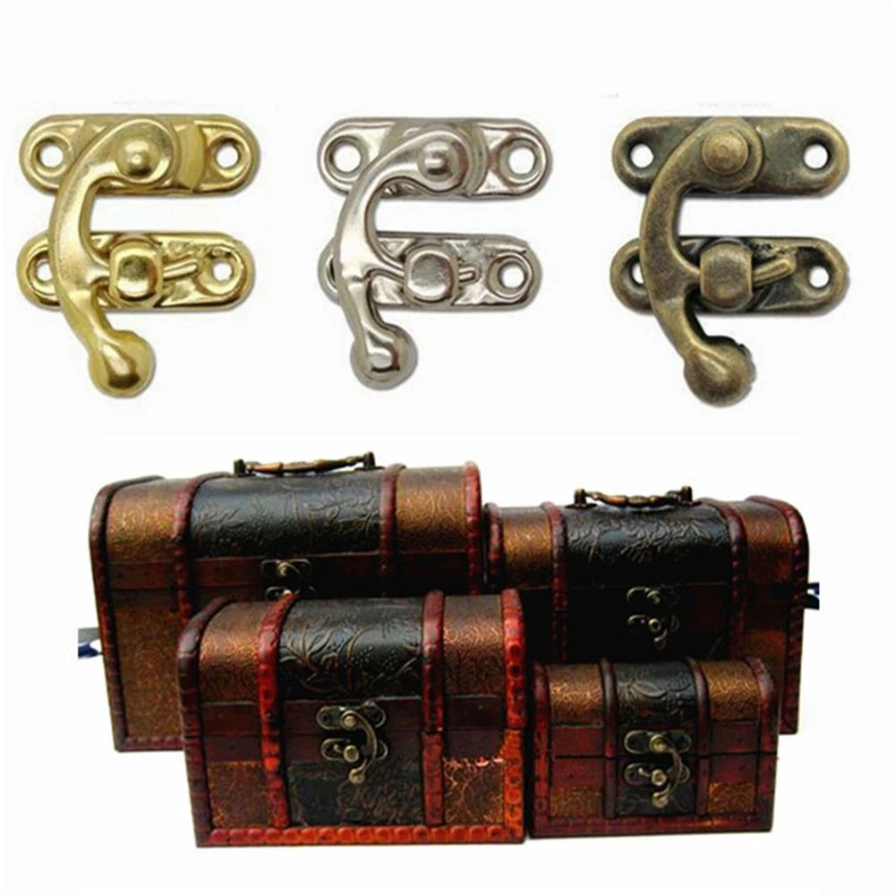 1Pc Horn Buckle Lock Mini Metal Hook for Wooden Jewelry Box Retro Simple Furniture Cabinets Hardware Accessories Wholesale