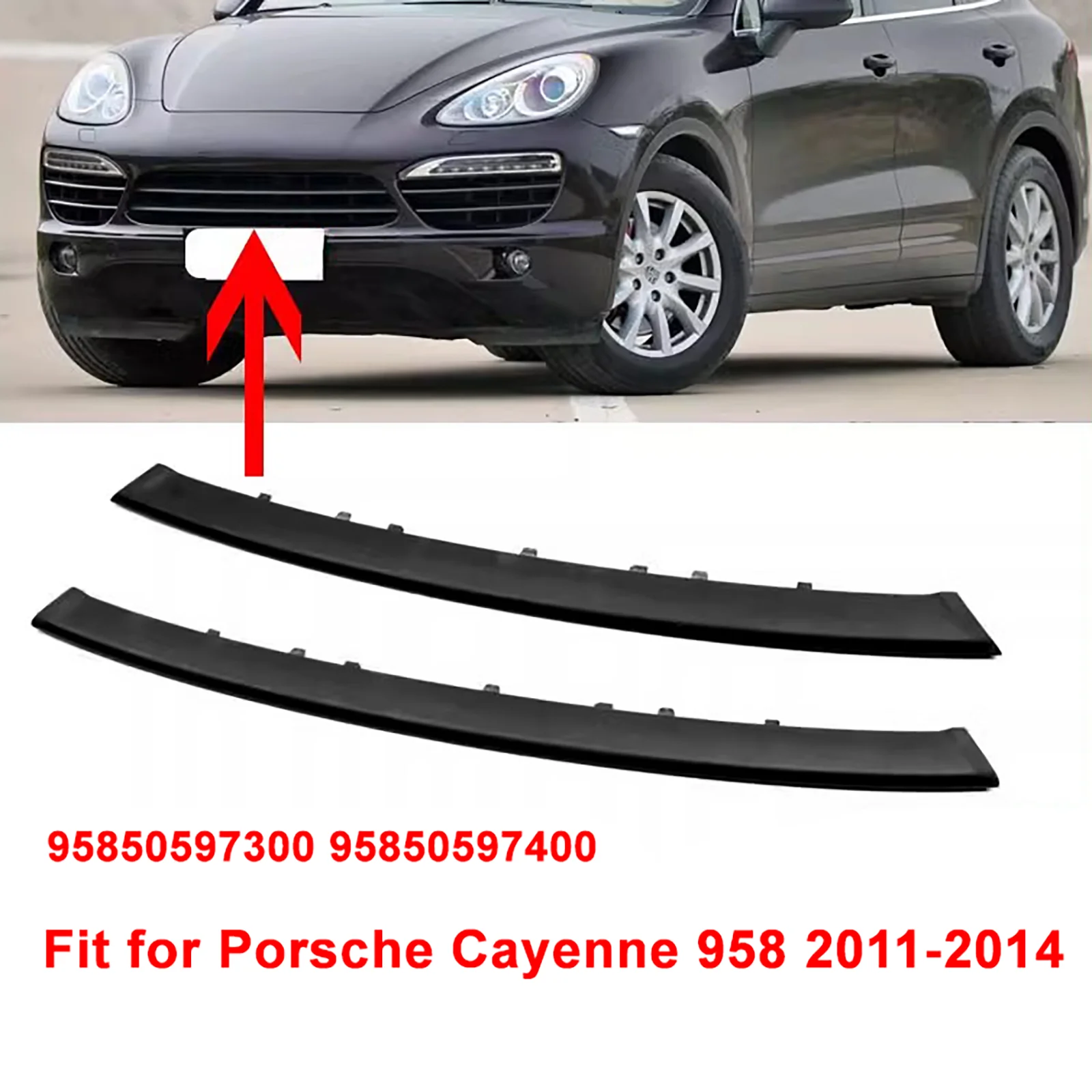 

Front Bumper Center Radiator Grille Black Decoration Molding Trim For Porsche Cayenne 958 2011-2014 95850597300 95850597400