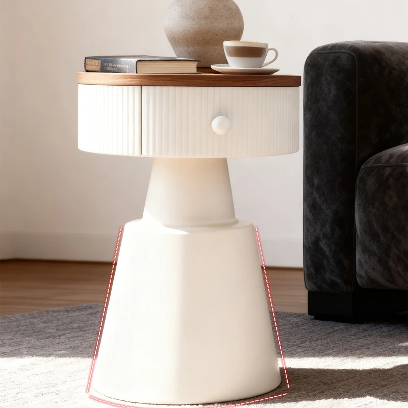 

Cream Style Carbon Steel Bedside Table,Nightstand with Drawer for Living Room,easy-to-clean desk,Sturdy Couch for small spaces