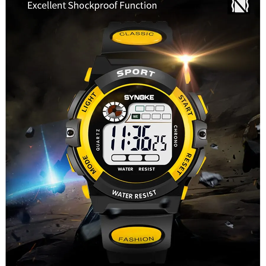 SYNOKE Multifunctional Night Student Children Electronic Watch Sports Waterproof Boy Electronic Watch Waterproof Light Fashion