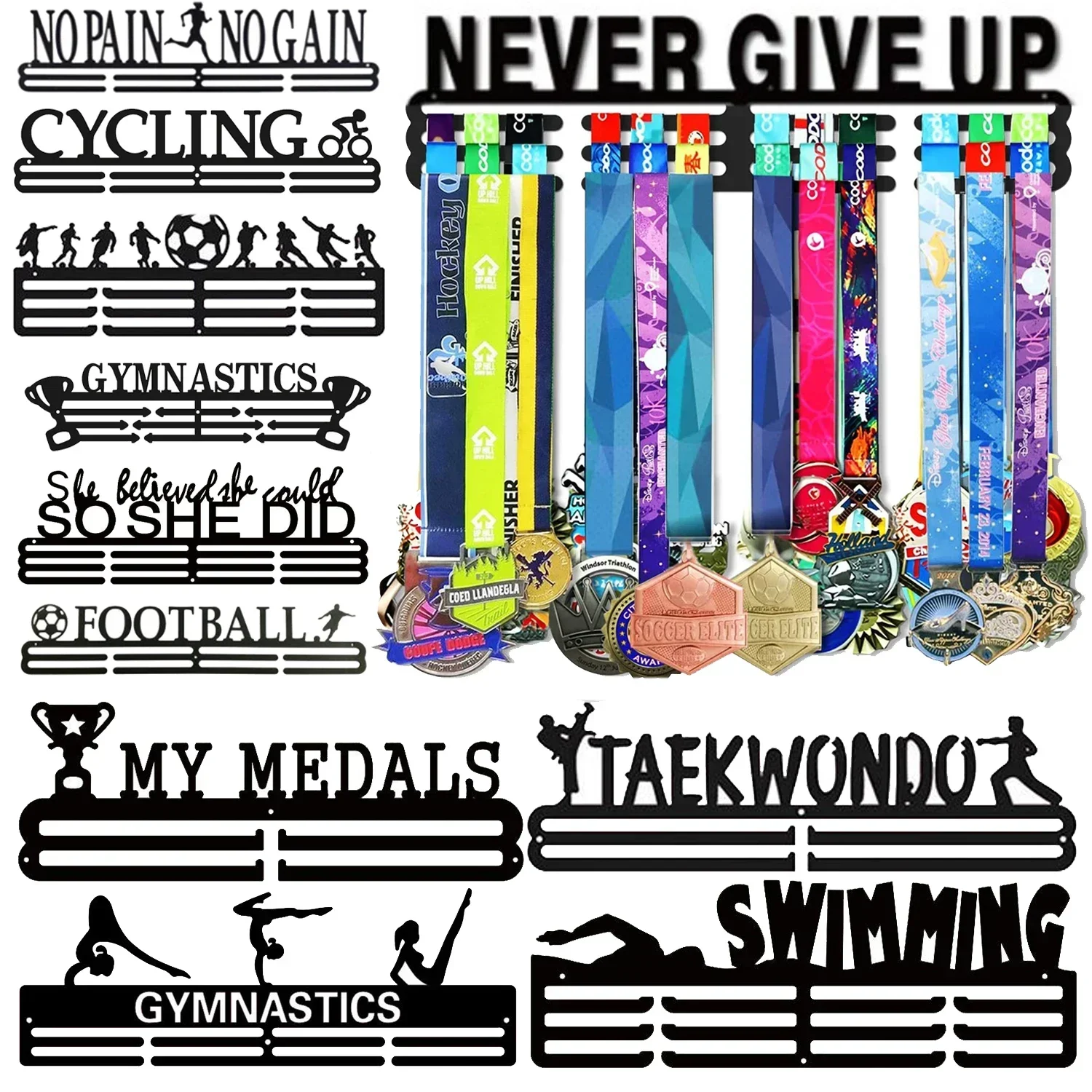 Medal Holder Awards Shelf-medal Rack Ribbon Hanger 40 Display Wall Frame Cheer,gymnastics,soccer Type