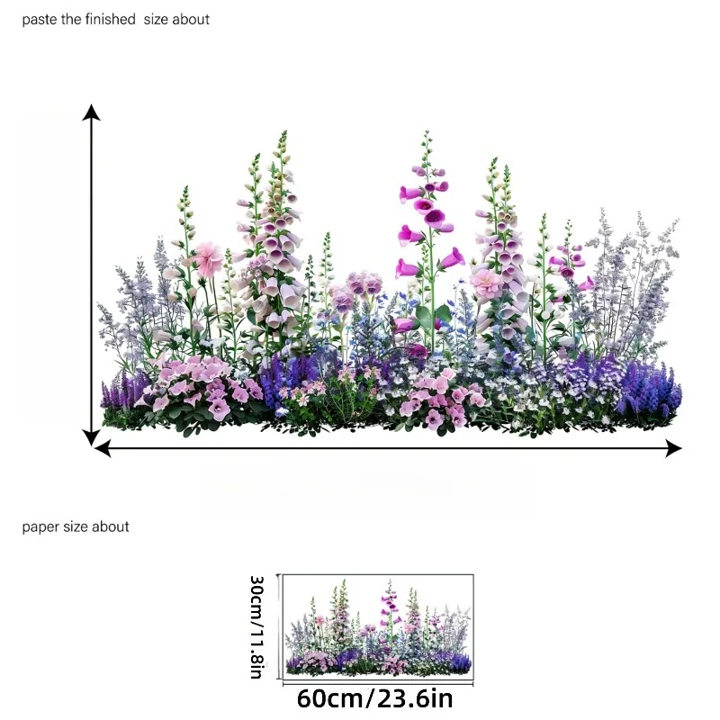 Double-Sided Wildflower Static Cling Decal | Colorful Garden Design Removable Sticker for Glass Window Decoration