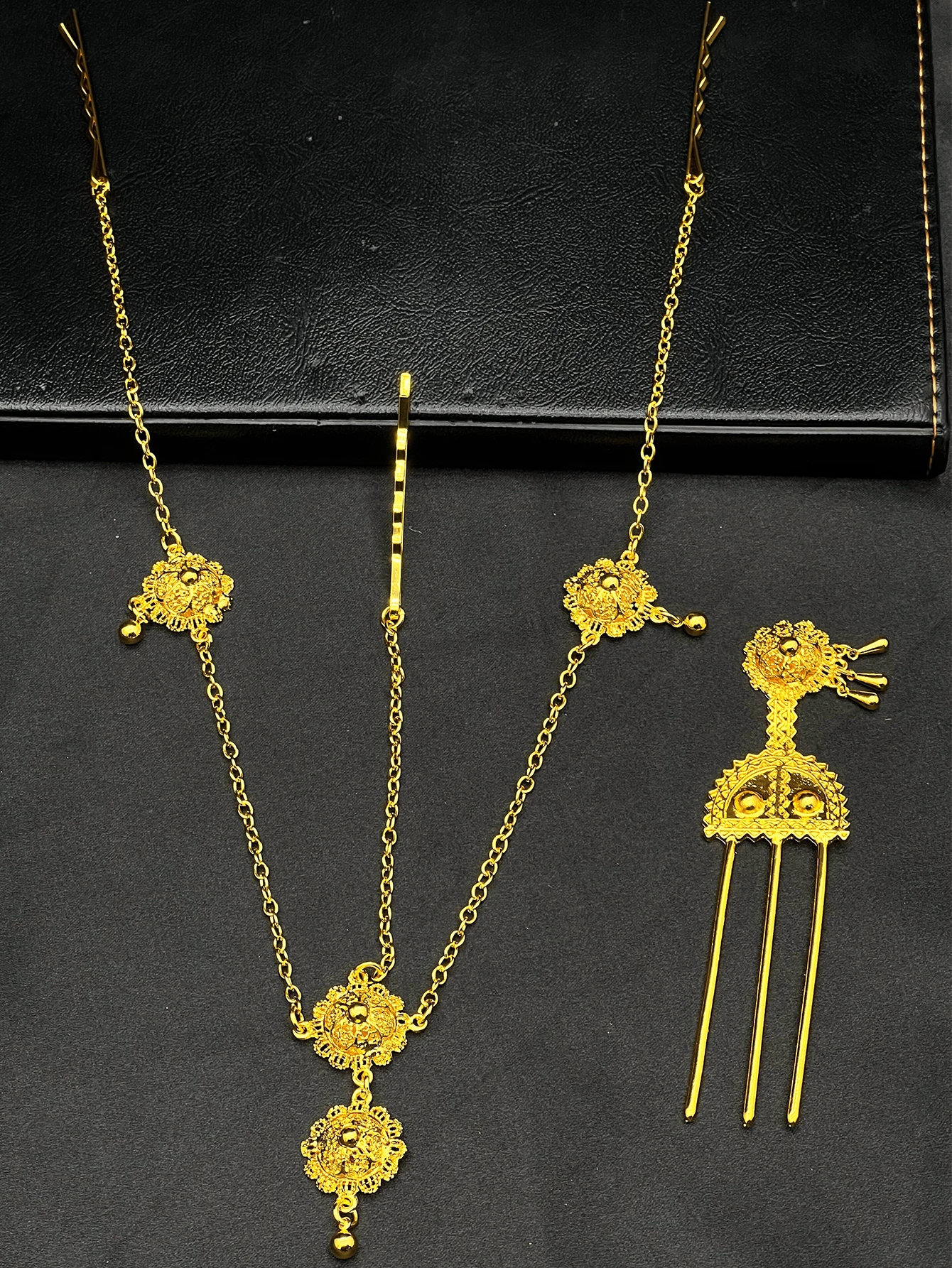 Ethiopian Wedding 24k Gold Color 6pcs Jewelry Sets For Women Dubai Flower Shape Nigerian Luxury Necklace Jewellery Set Gift