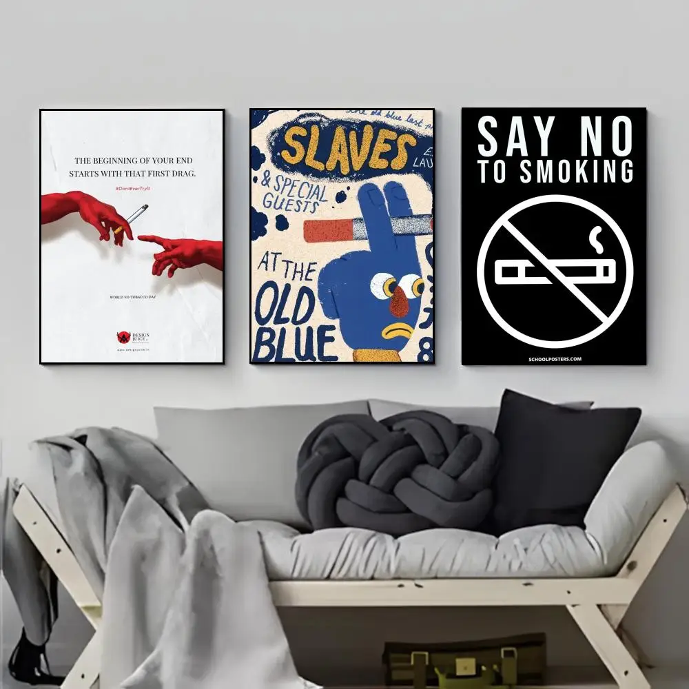 Warning Logo Ban No Smoking Symbol Poster Poster HD  Waterproof Wall Sticker Bar Living Room Decor Gift