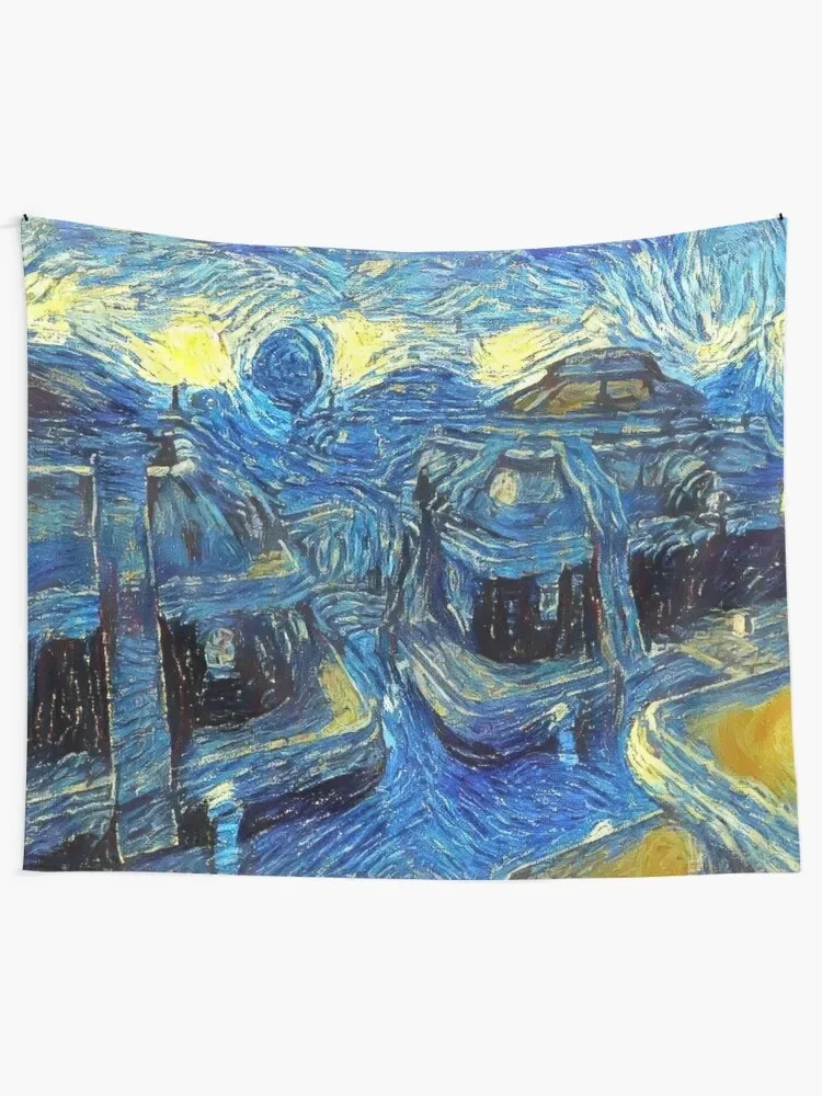 Vivec City Morrowind Starry Night Tapestry Carpet Wall Anime Decor Home Decorations Aesthetic Tapestry