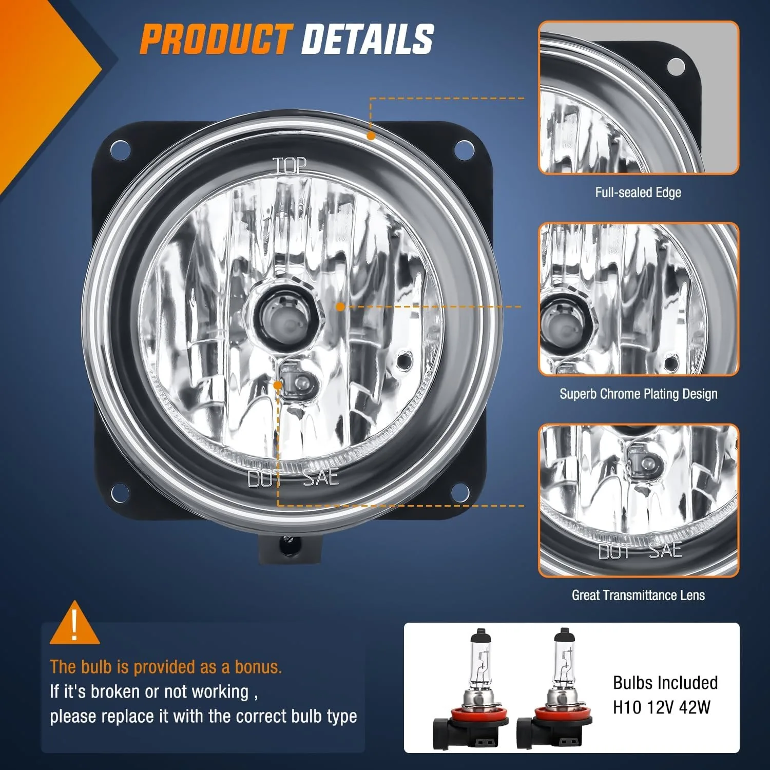 Nilight Fog Lights Assembly Compatible with 2002 2003 2004 2005 2006 Ford Focus SVT 2005-2007 Ford Escape 2003-2004 Ford Mustang Cobra Replacement - view 2