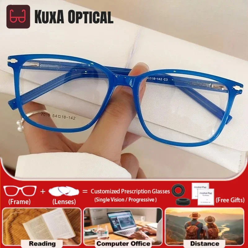 

KUXA простые квадратные TR90 очки для близорукости по рецепту для мужчин и женщин с защитой от синего луча прогрессивные фотохромные рождественские
