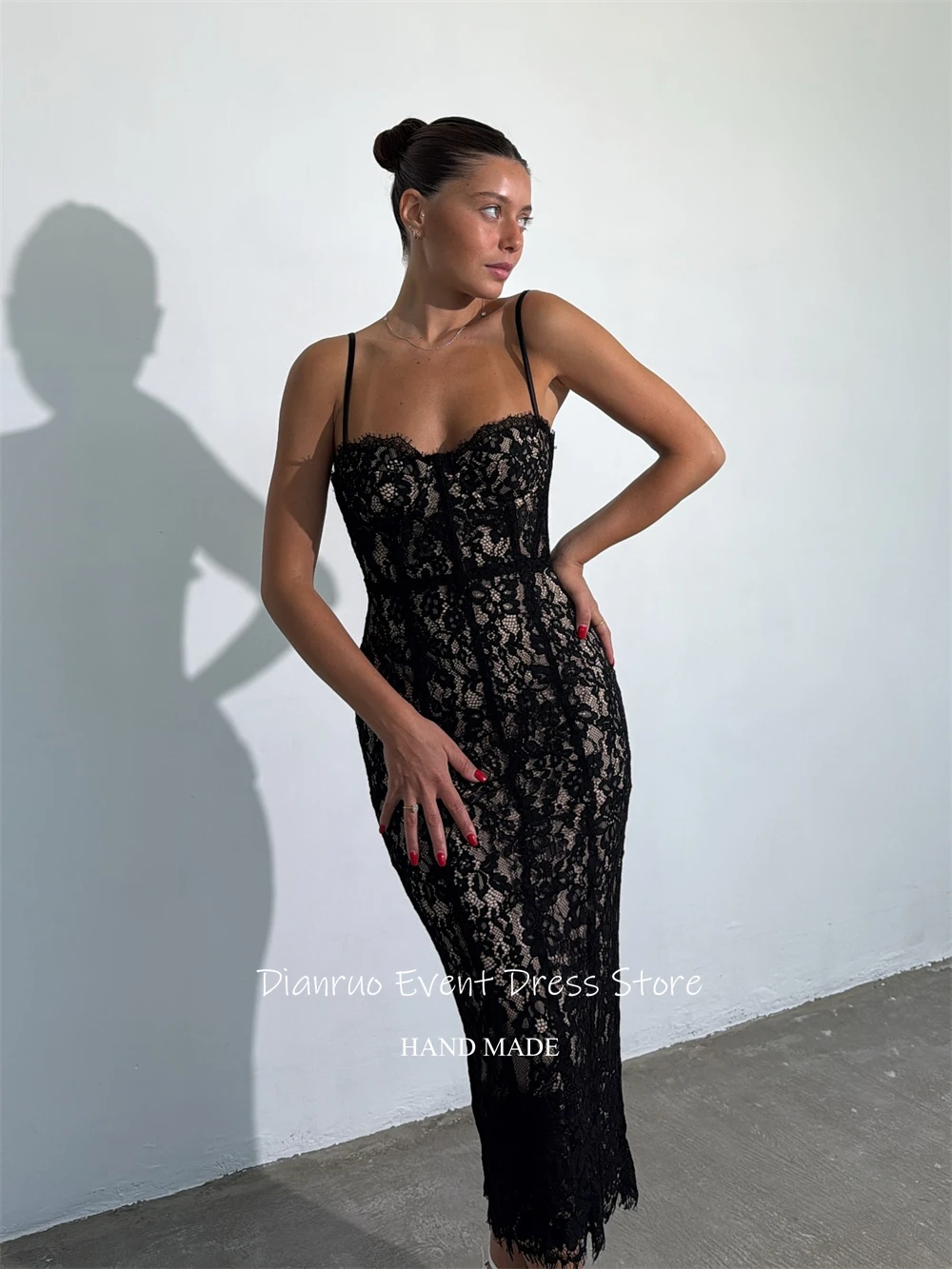 Dianruo Черные вечерние платья русалки на тонких бретельках Vestido Festa Гламурные облегающие платья в форме сердца Vestidos Para Mujer по индивидуальному заказу