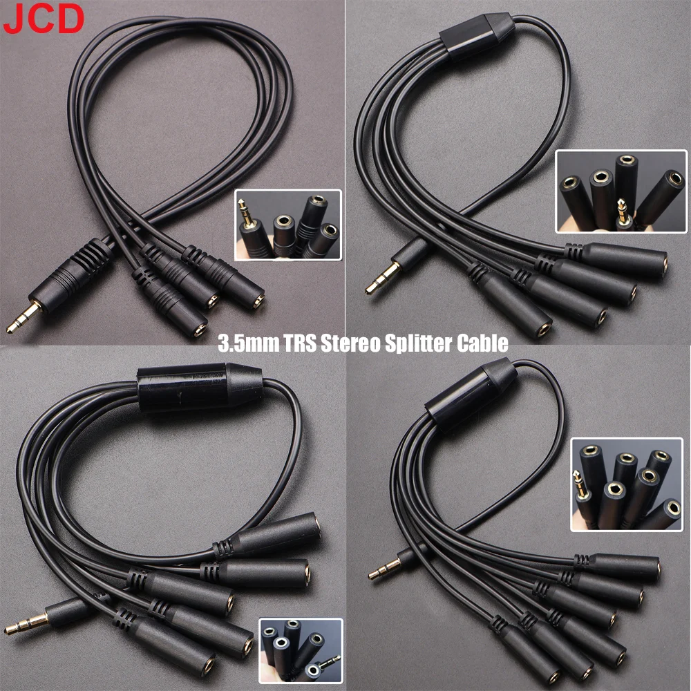 JCD 3.5mm 1/8 TRS Male To 2/3/4/5/6 Port 3.5 Female Jack Headphone Splitter Cable Stereo AUX Audio Adapter For PC TV MP3 Speaker