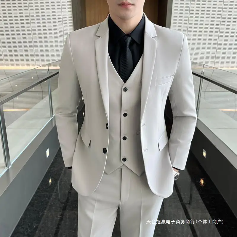 H59 Suit Men's Black Suit Cardigan Jacket Autumn 2024 New Style Groomsman Suit Groom Wedding Dress