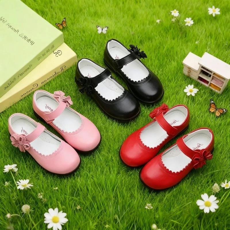 

Детская кожаная обувь, новинка 2026, модные вечерние модельные туфли принцессы на мягкой подошве, элегантные студенческие кожаные туфли для девочек