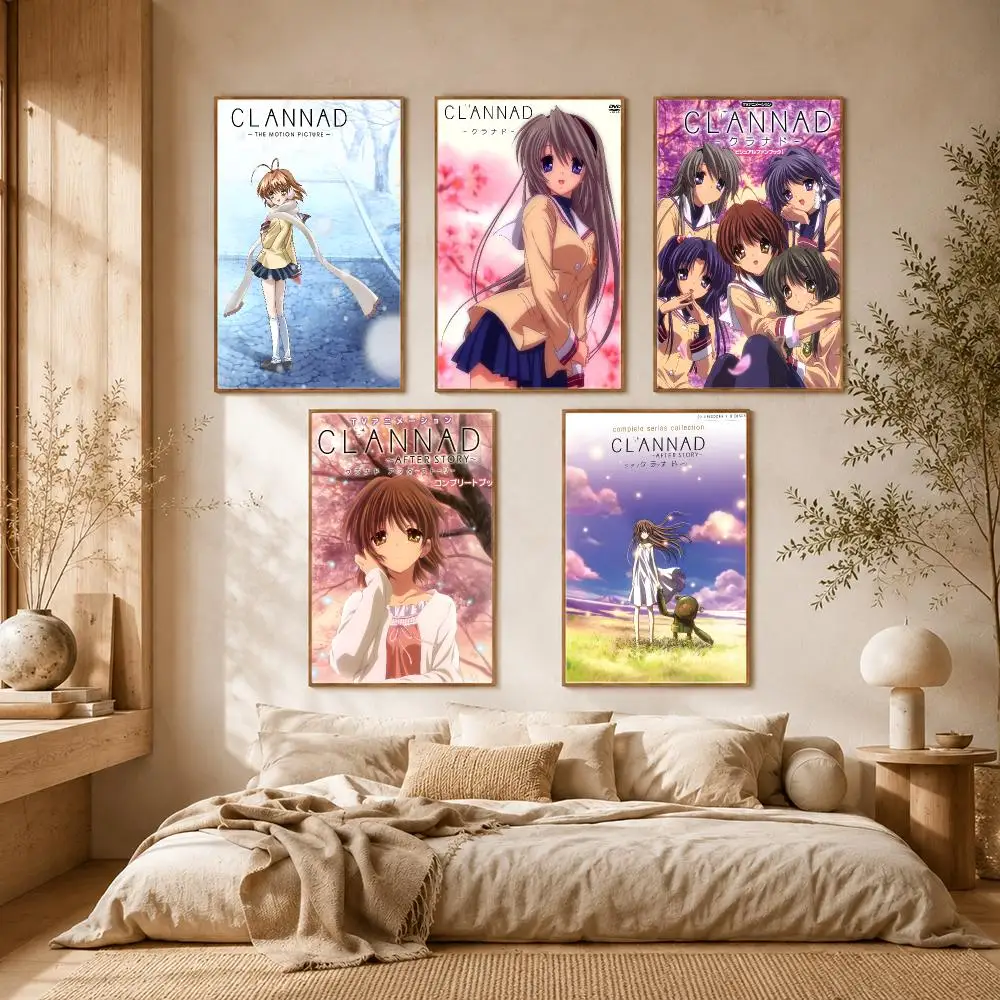 Clannad Anime Emotional Slice of life Poster Self-adhesive Advanced Aesthetic Printing Paper Wall Art for Living Room Home Decor