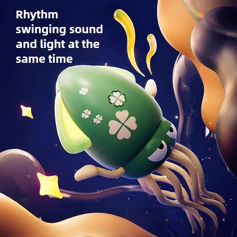 Electronic Dancing Squid Toy with Lights Music Interactive Flat Squid Toddler Development Gift for Kids Entertainment Learning