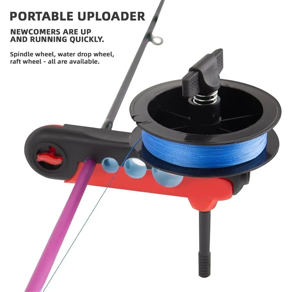 2PC Fishing Line Counter and Fishing Line Spooler Set, Universal Rod Clamp 4 Sizes Silicone-Protected Spooler