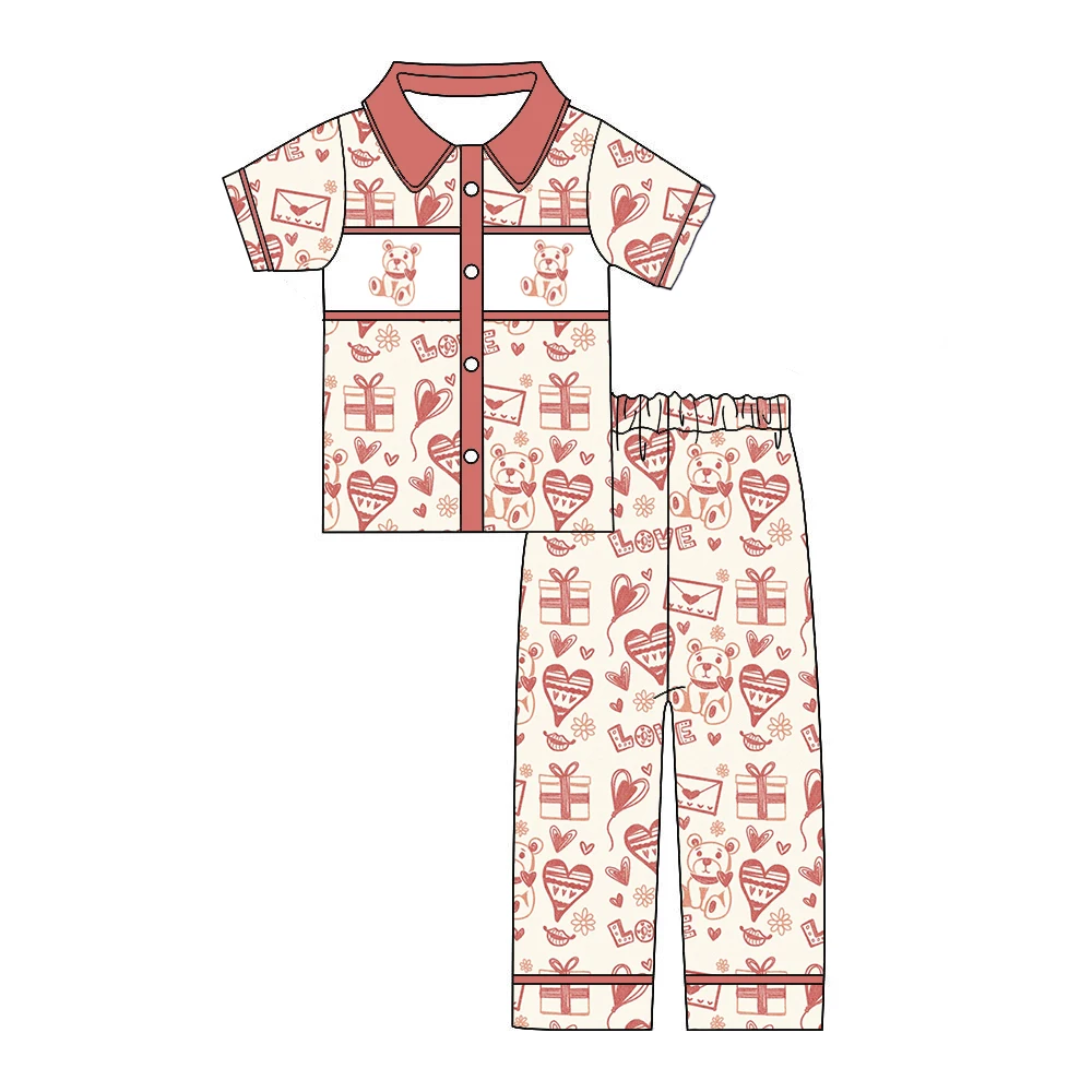 

Пижамный комплект с воротником-пуховыми рукавами для малышей, карманами в форме сердца, кружевной отделкой, дизайном с сердечками и молочной шелковой тканью оптом