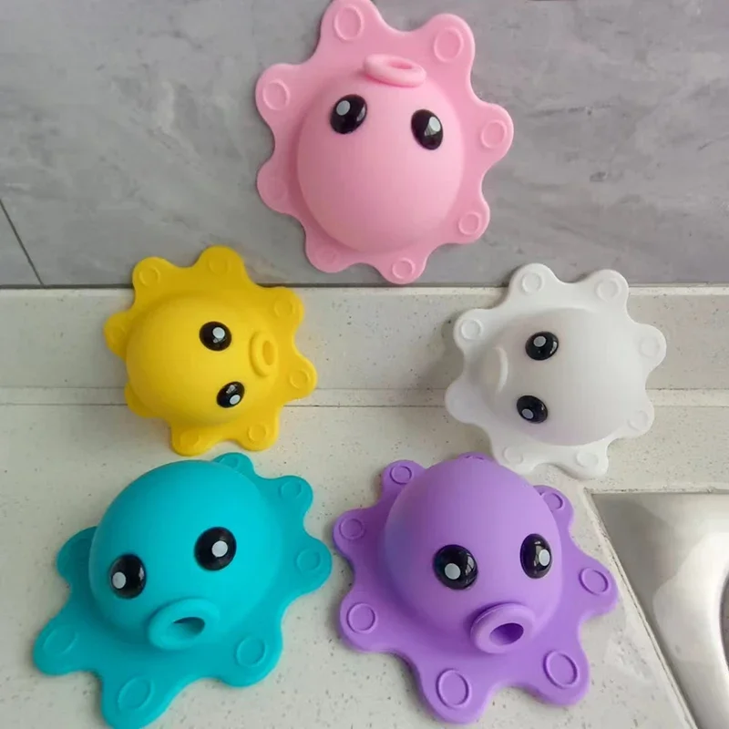 Silicone Bathtub Drain Cover Suction Cups Octopus Tub Overflow Drain Cover For Deeper Bath Adds Water Bathroom Spa Accessories