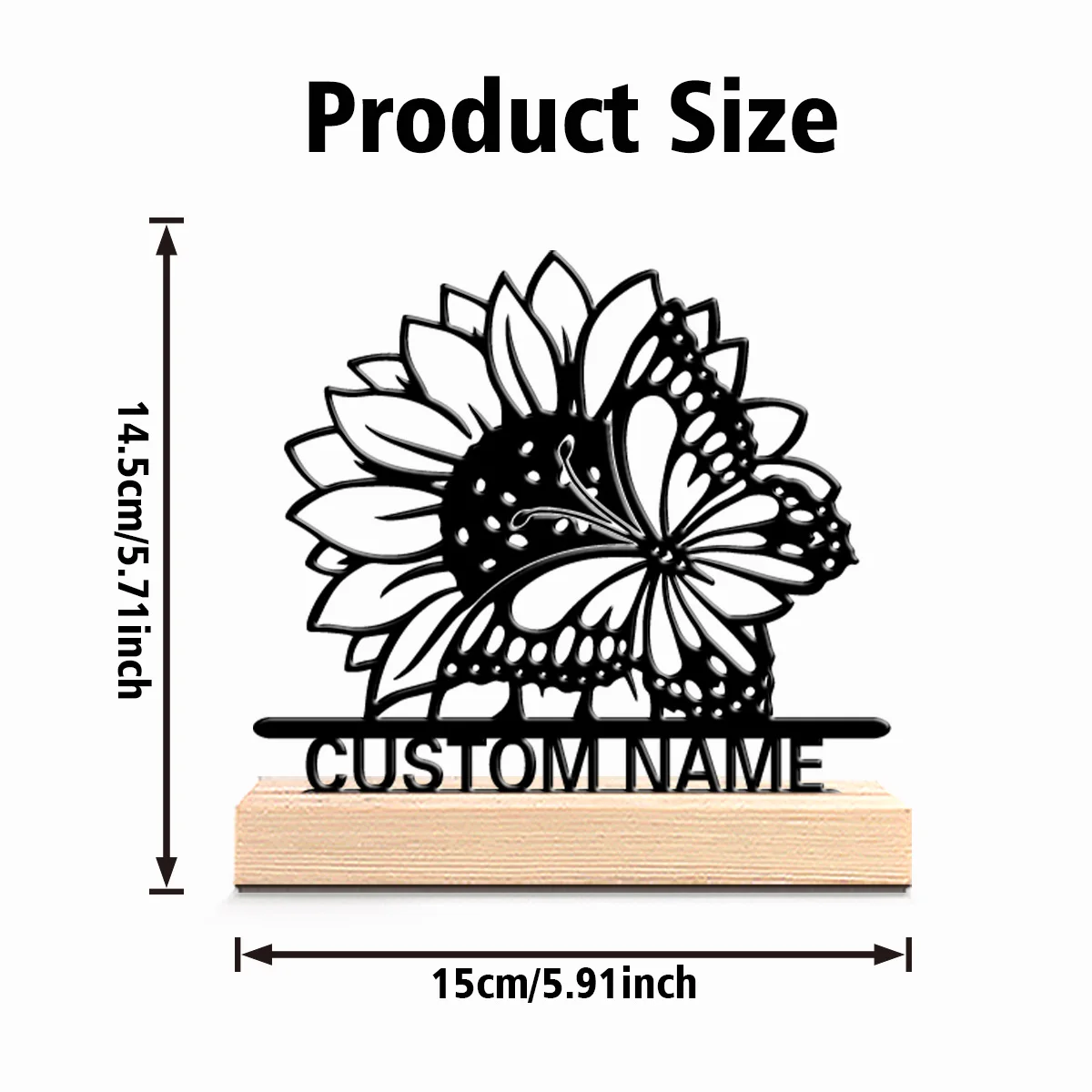 1 قطعة الجمال شخصية مخصصة الزهور والفراشات تماثيل معدنية فن معدني مع قاعدة خشبية مناسبة كهدية زوجين ، Rom
