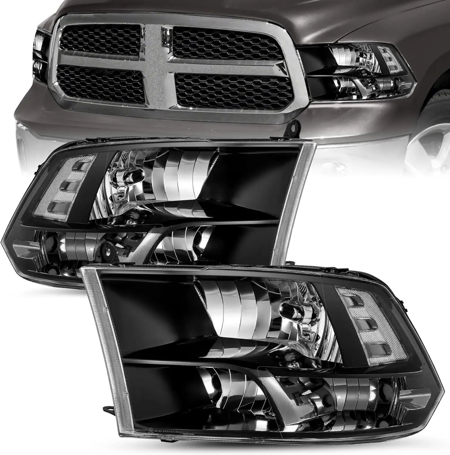 

Фара с четырьмя звукоснимателями в сборе, совместимая с 2009-2018 Dodge Ram 1500/2010-2018 Dodge Ram 2500 3500 OE, замена галогенной тепловой мощности
