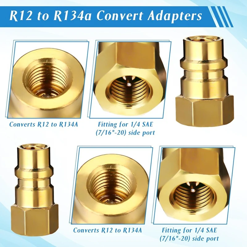 AC R134A Adapter Quick Coupler Kit, R134a Tank Tap Valve R134a To R22/410A For Air Conditioning Refrigeration System