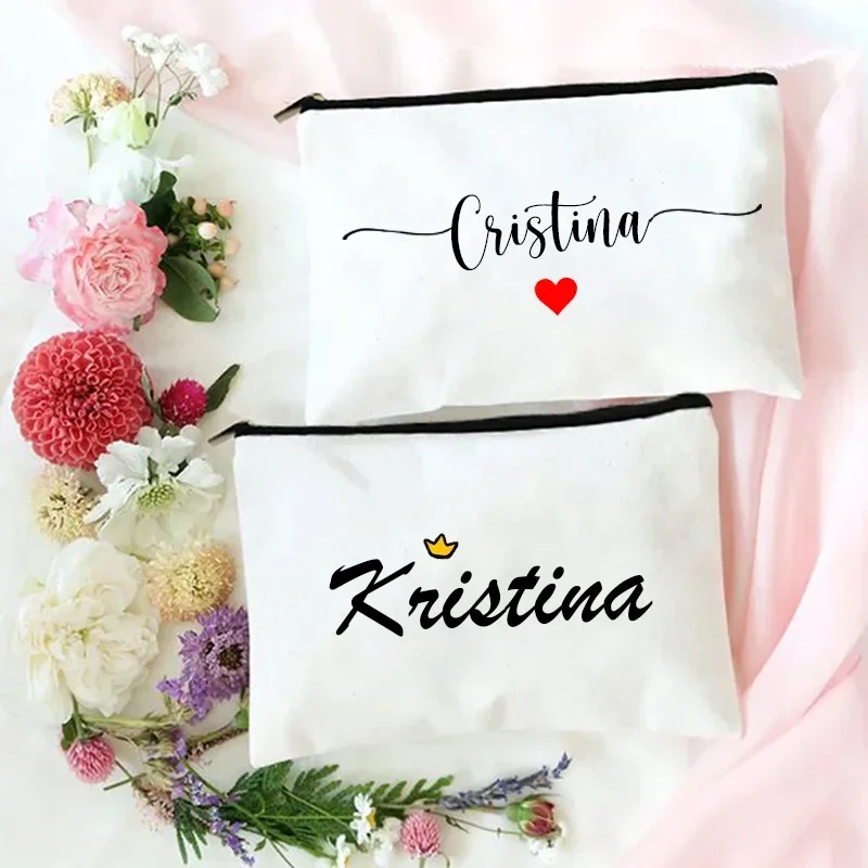 Custom Name Travel Cosmetic Organizer Women Makeup Bag Pencil Storage Case Party Bridesmaid Gift Toiletry Pouch Ladies Handbag