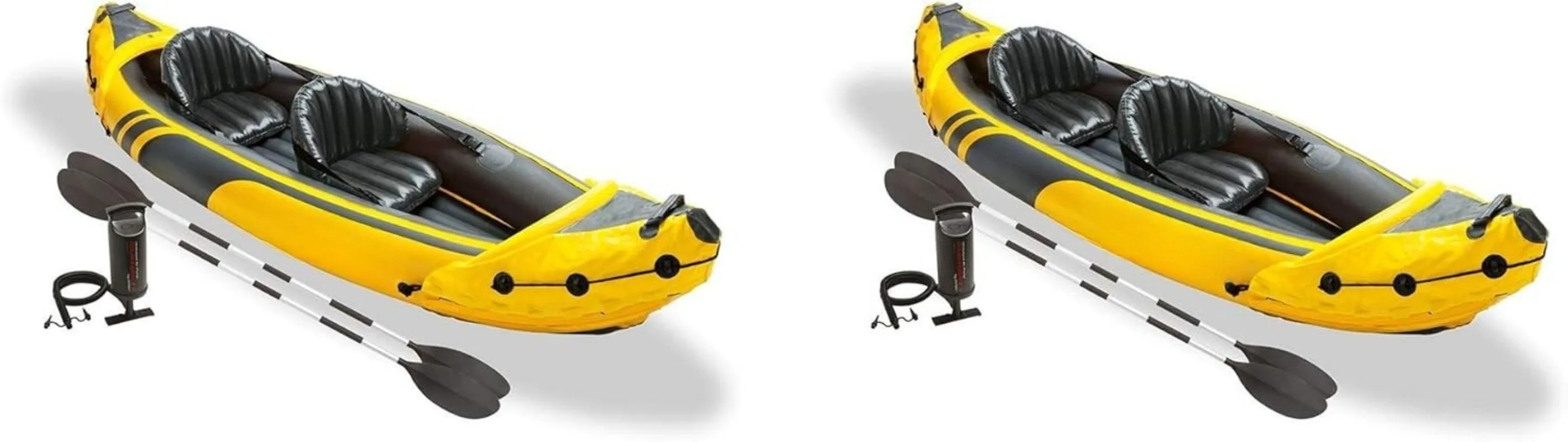 Juego de kayak inflable 68307EP Explorer K2: paletas de kayak de lujo de 86 pulgadas y bomba de alto rendimiento: asientos ajustables con respaldo