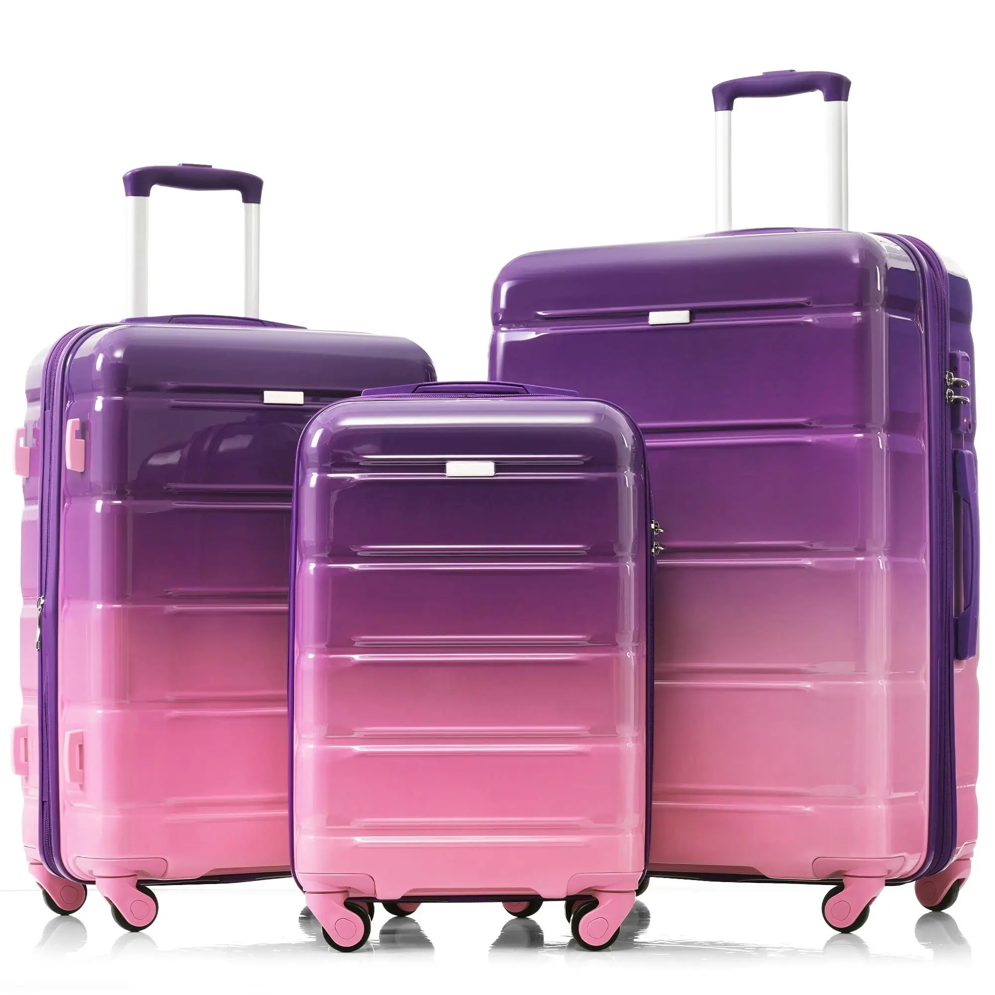 3-Piece Luggage Set - 20 Carry-On with USB Port, Cup Holder, ABS+PC Hard Shell, Spinner Wheels - &