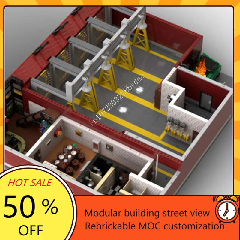 MOC-Blocos Modulares do Corpo de Bombeiros, City Street View, Caminhão Moderno, Série Coleção Arquitetura, Brinquedos Presentes, 5176PCs