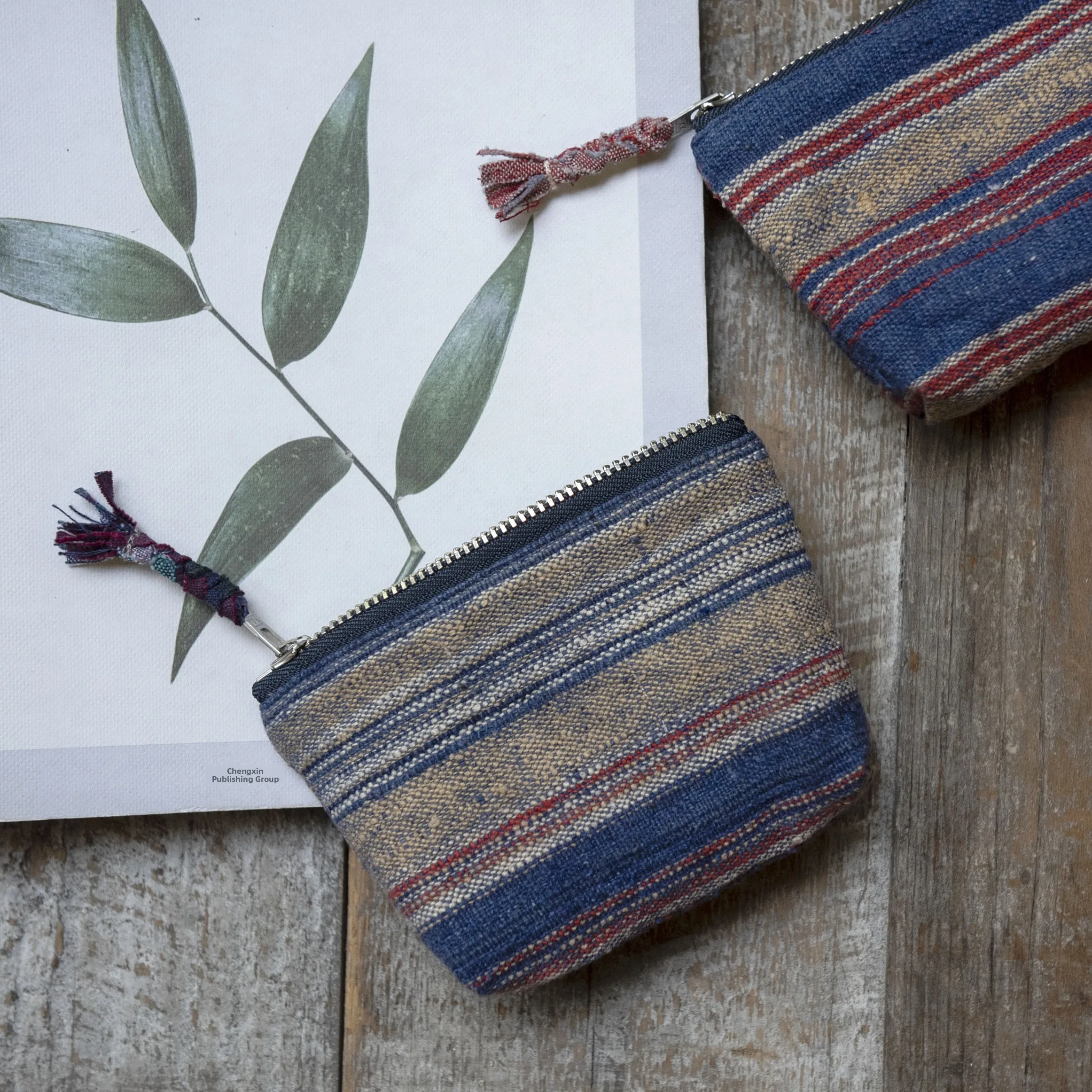 

Сумка-кошелек ручной работы из чистого хлопка, тканая вручную, в этническом стиле, с застежкой-молнией, маленькая, с брелоком