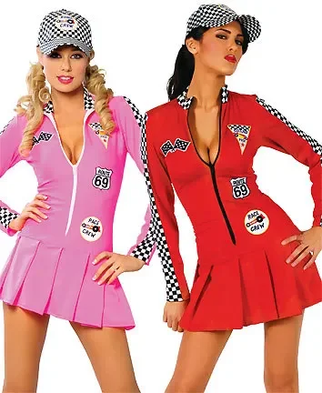 Women Sexy Race Car Driver Costume Cosplay Racing Girl Cheerleader Uniform Mini Dress And Hat Suit