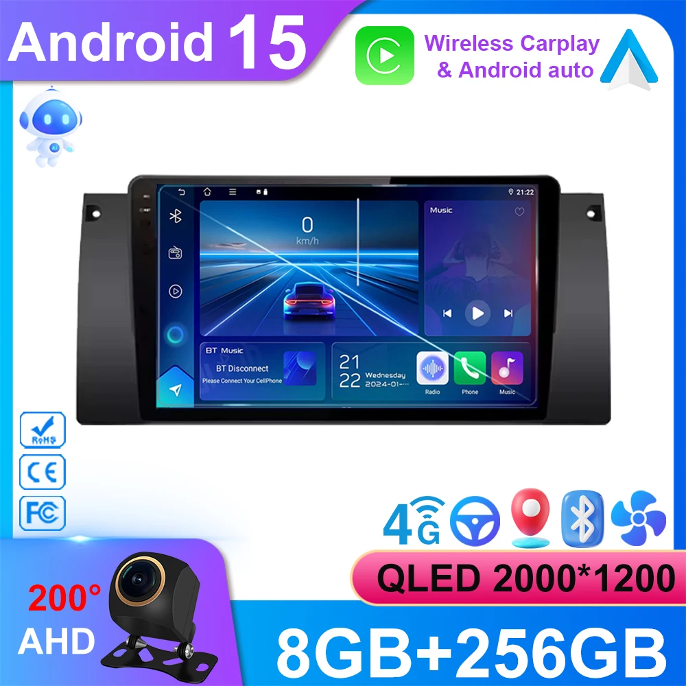 

Car Android14 For BMW 5 E39 E53 X5 1995-2001 2002 2003 2004 2005 2006 Auto Radio Stereo Multimedia Player GPS Navigation 5G Wifi
