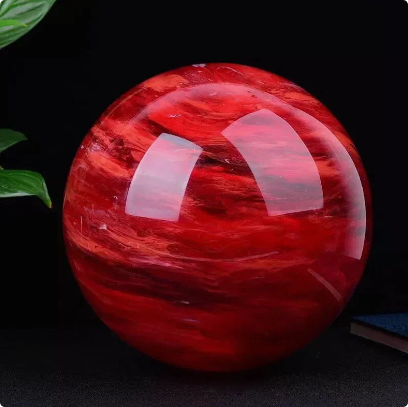 

Красная полированная сферическая форма из кварца, 14-15 см, целебный кристалл, декоративный подарок + подставка