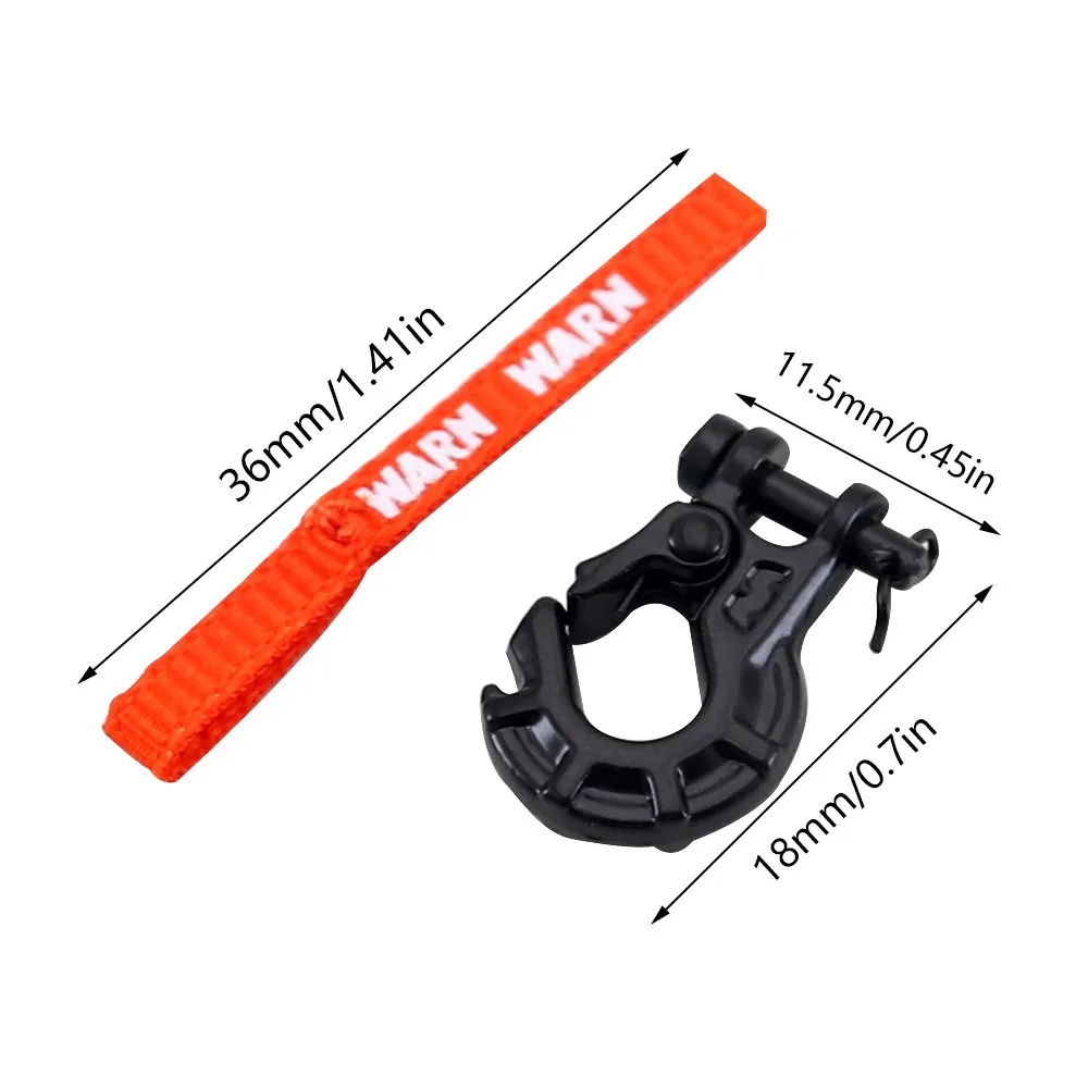 Metal Winch Hook With Winch Pull Strap Tags Decoration for 1/10 RC Crawler Car Axail SCX10 TRX4 TRX6 Rc4wd Upgrade Parts