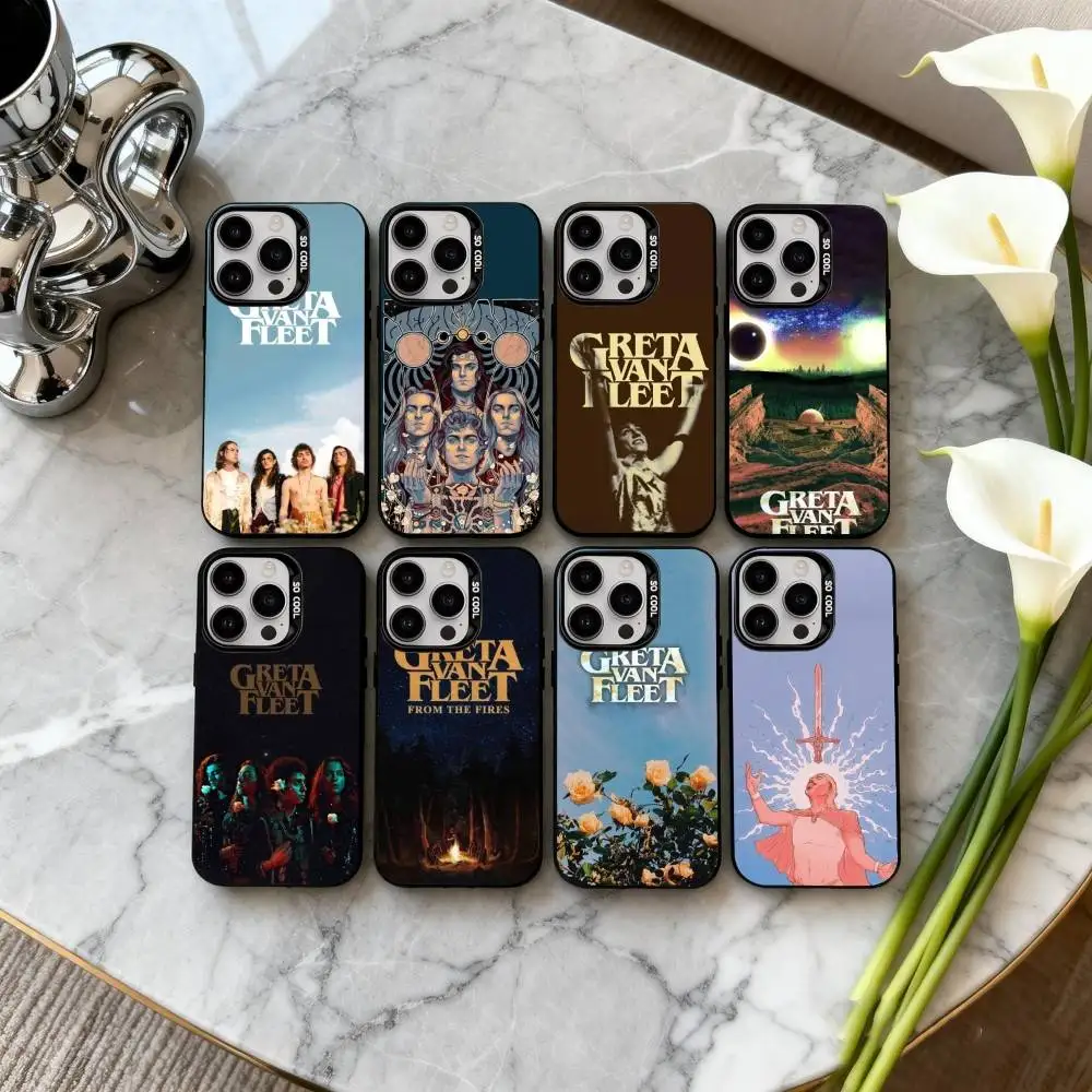 

Amazing G-Greta Van Fleet Band Phone Case For iPhone17,16,15,14,13,12,11 Plus,Pro Max Black Candy Silver Plated Cover