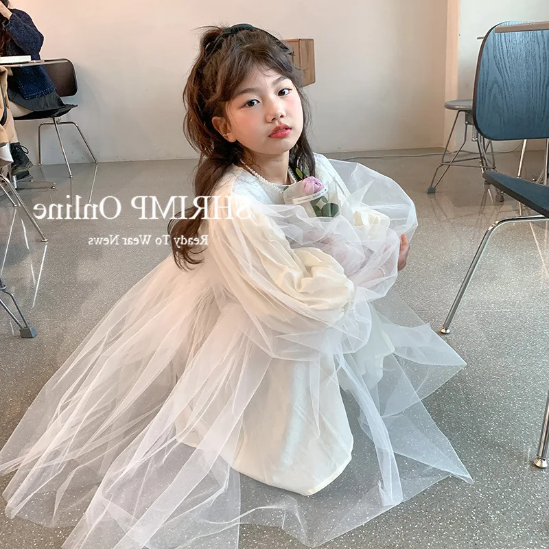 Girl Dress Kids Baby Party Birthday Evening Gown 2023 Beige Spring Autumn Cotton Performance  Flower Girl Dress Children Clothin