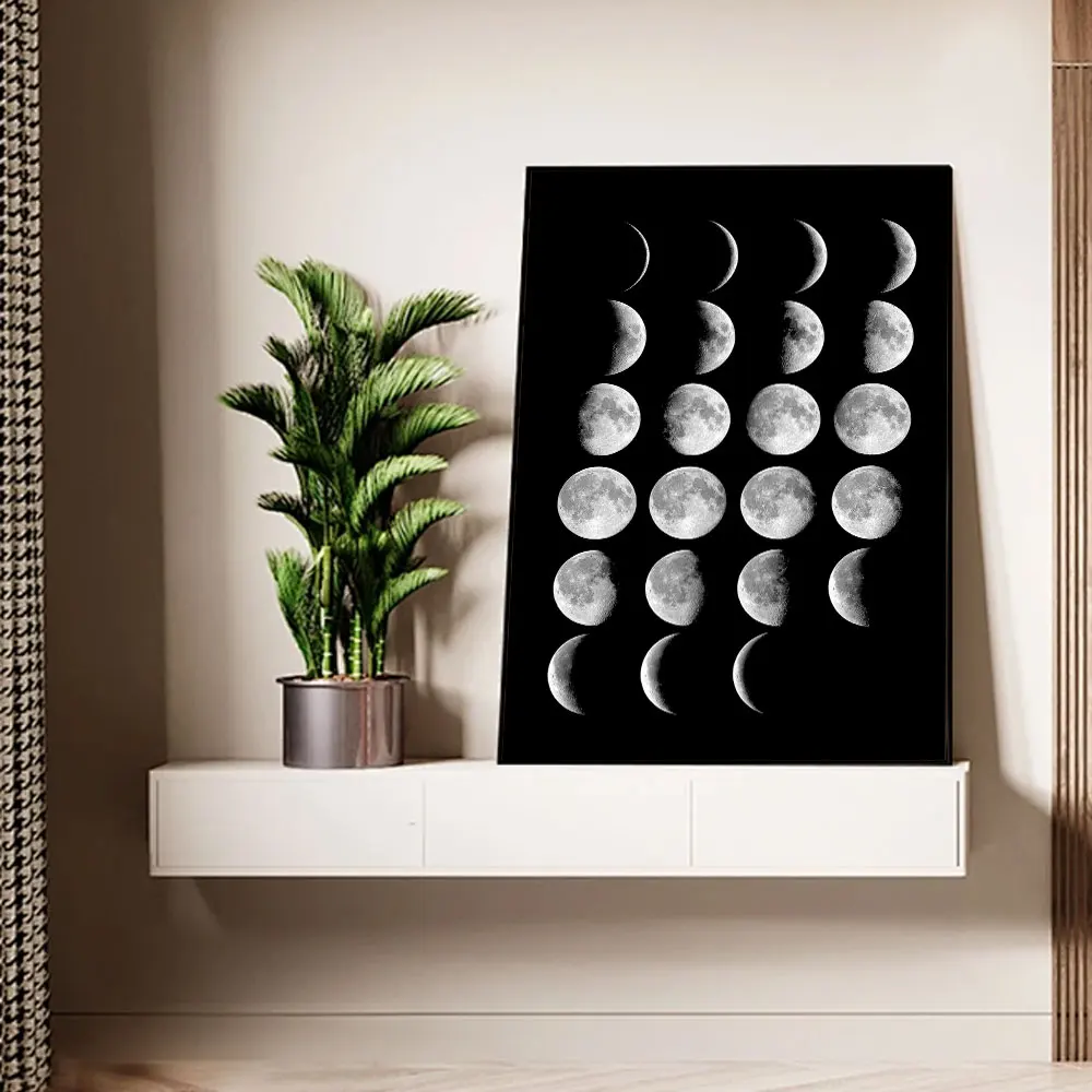 Canvas Print Painting Poster Lunar Shape Change Modern Simplicity Living Room Bedroom Porch Sofa Background Home Wall Decoration