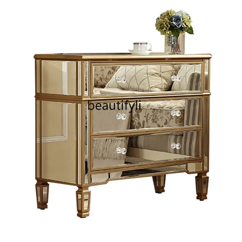 

l Storage, bedroom chest of drawers, bedside, American locker, light luxury mirror living room decorative cabinet