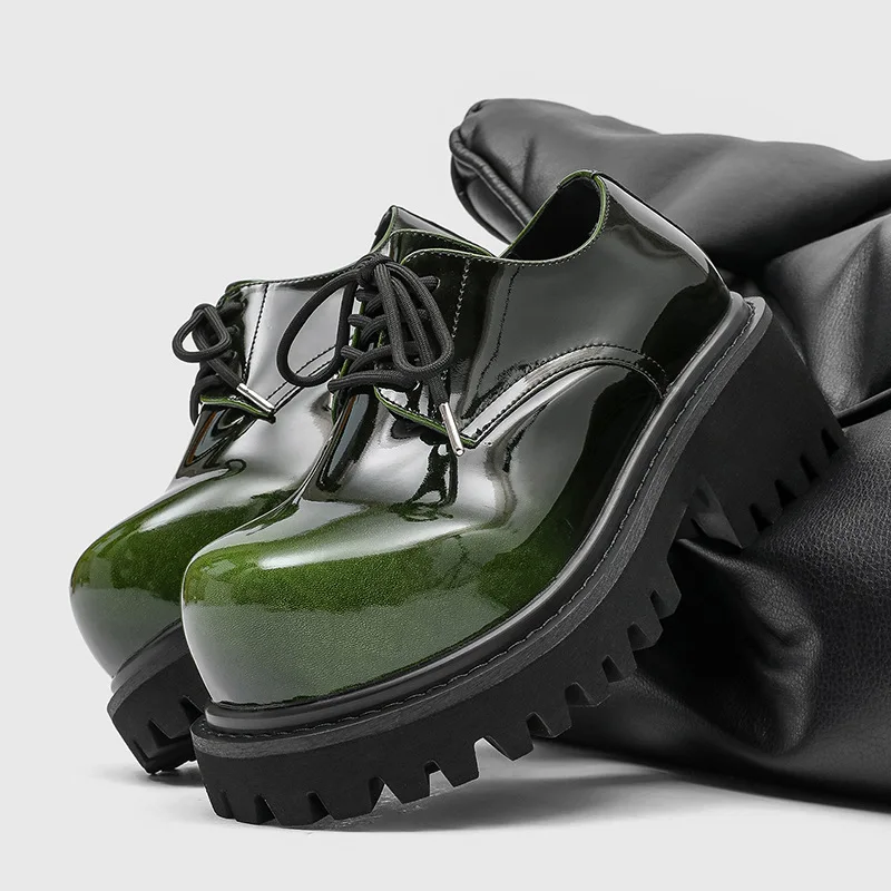 

Brand Man Shoes Formal Green Patent Leather Shoes for Men Platform Oxford for Male Wedding Party Office Business Casual Shoe Men