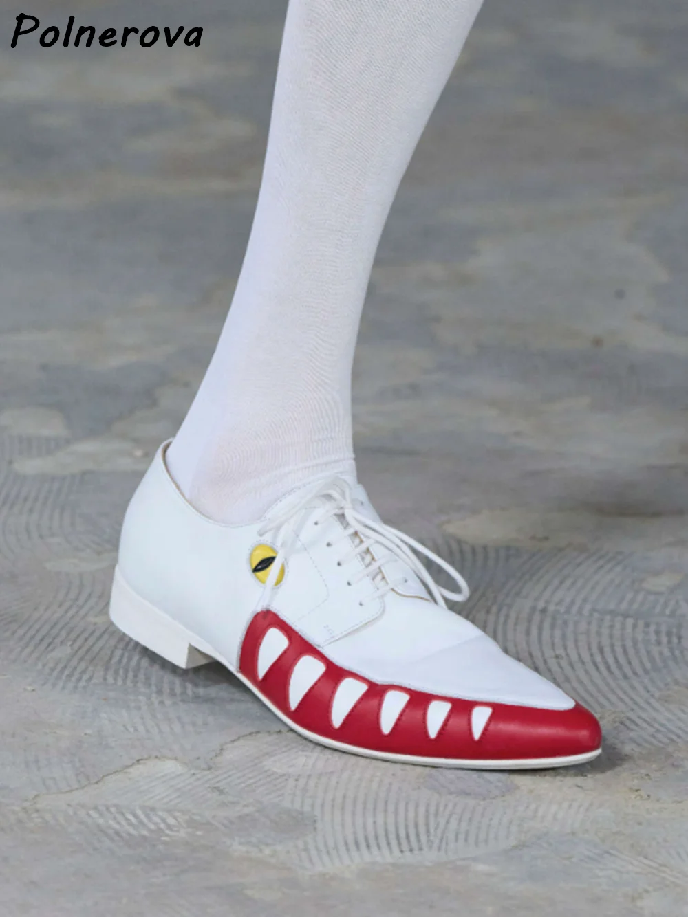 Men's Novelty Monster Design Pumps Lace-Up Croc-pattern Pointed Toe Oxford Shoes Fashion Flat Leather Concise Leisure Shoes