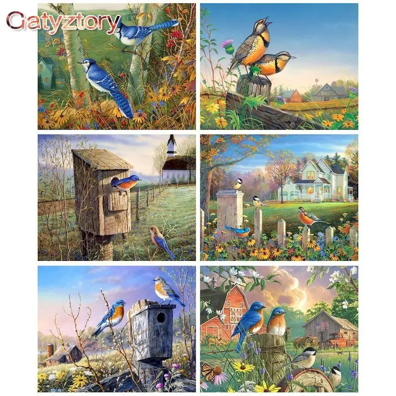 

GATYZTORY Birds Animal Painting By Numbers For Adults 40x50cm Frame Hand Painted DIY Gift Home Decoration Wall Artcraft