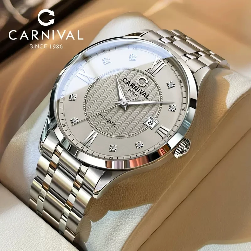 

Carnival Brand High End Men Mechanical Watch Stainless Steel Waterproof Luxury Sapphire MIYOTA Movement Business Mens Watches