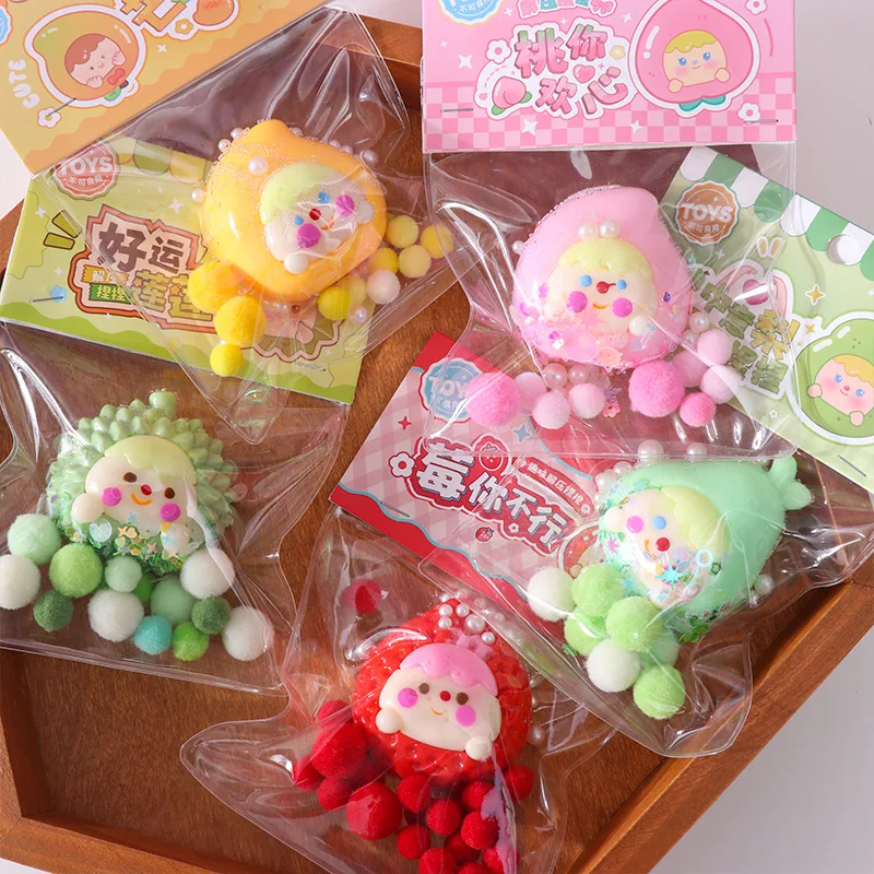 Simulazione creativa Mini borsa di frutta giocattolo antistress Sticky TPR Relief Fidget Toy Mini Relief Squeeze Toy regali per bambini