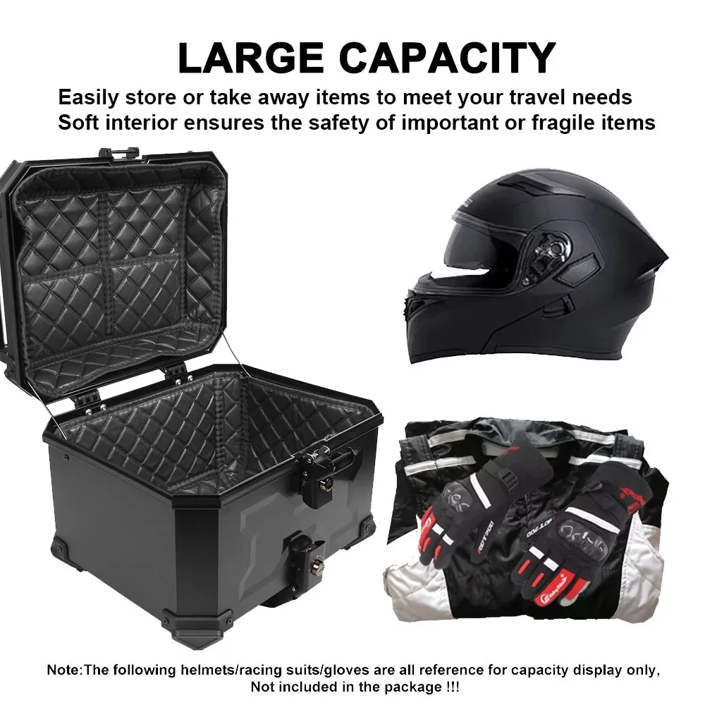 45L CNC Aluminum Motorcycle Top Box Luggage Case Universal Trunk Tail Helmet Box For BMW For VOGE For HONDA For Yamaha For Kymco